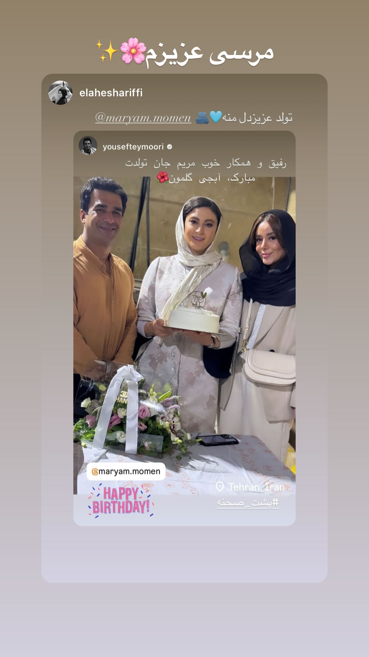 عکسی از آقای بازیگر در جشن تولد مریم مومن